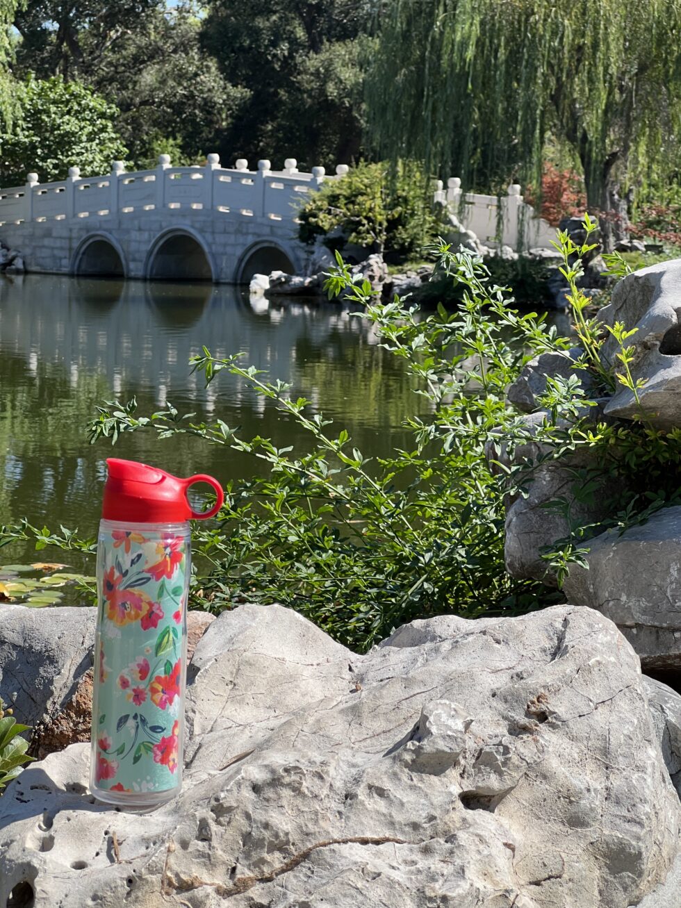red floral water color custom water bottle