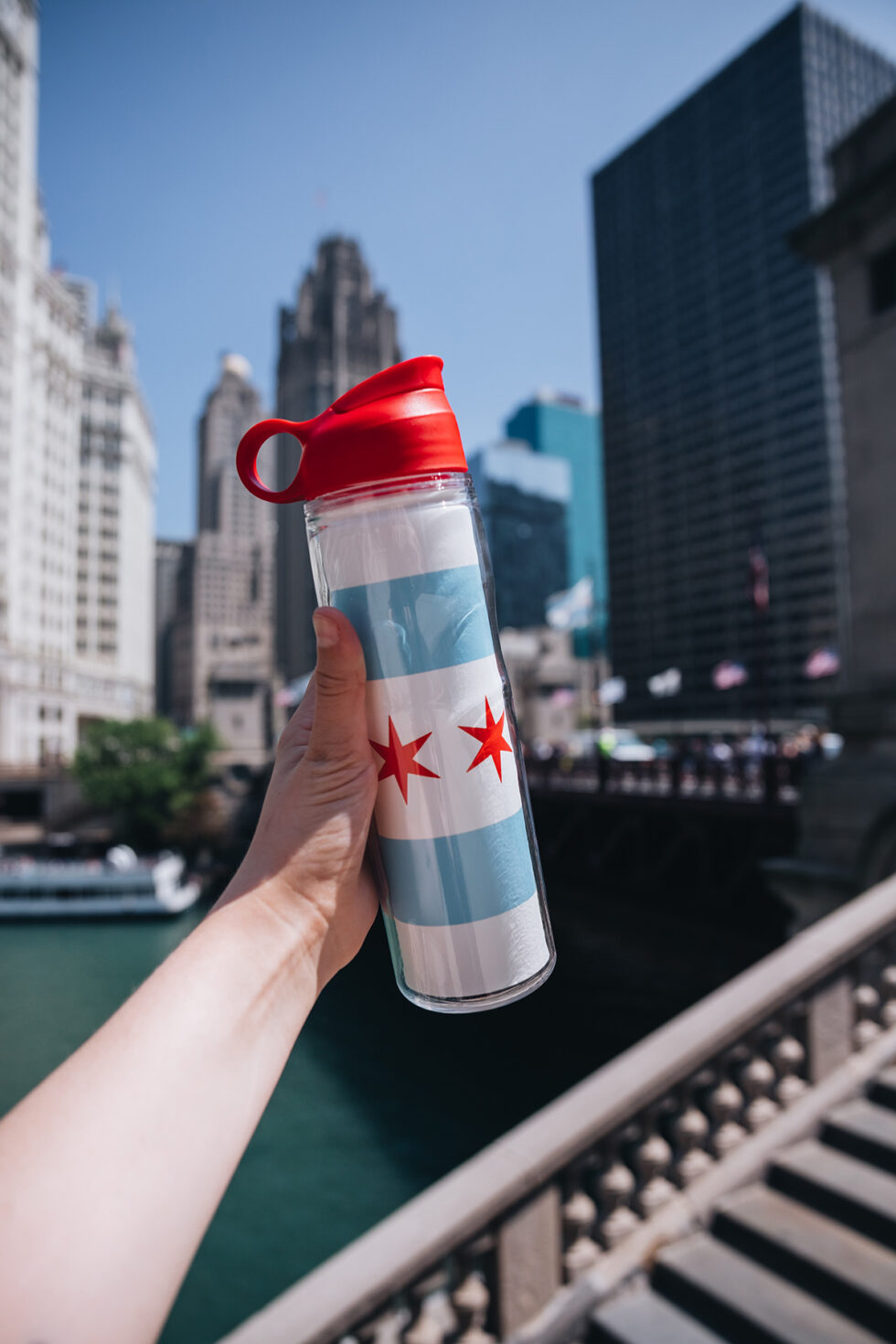 chicago flag custom water bottle