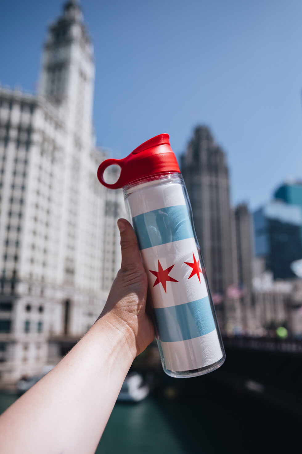 chicago flag custom water bottle