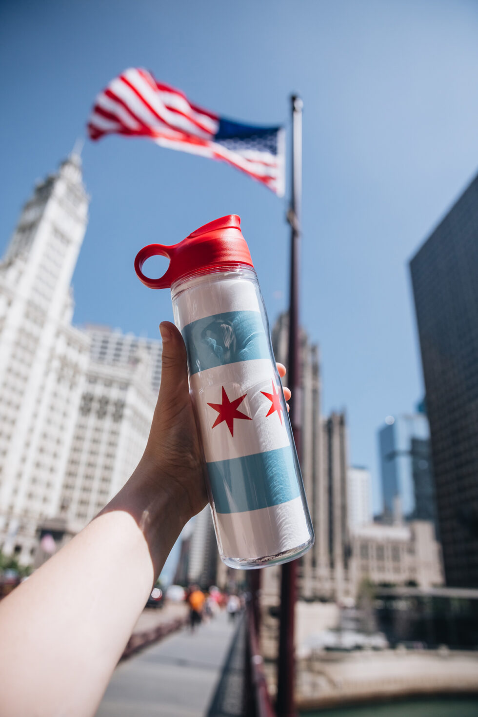 chicago flag custom water bottle