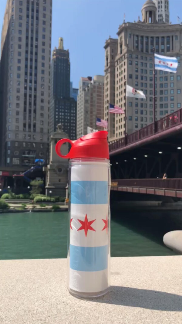 chicago flag custom water bottle