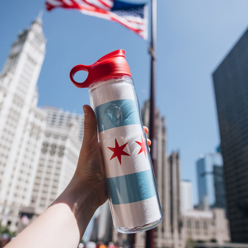 Chicago Flag Custom Water Bottle